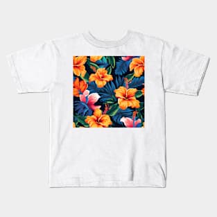 Tropical Flowers Pattern 12 Kids T-Shirt